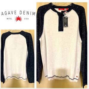 NEW AGAVE DENIM SURFER’S POINT HENLEY GRAY SWEATSHIRT M